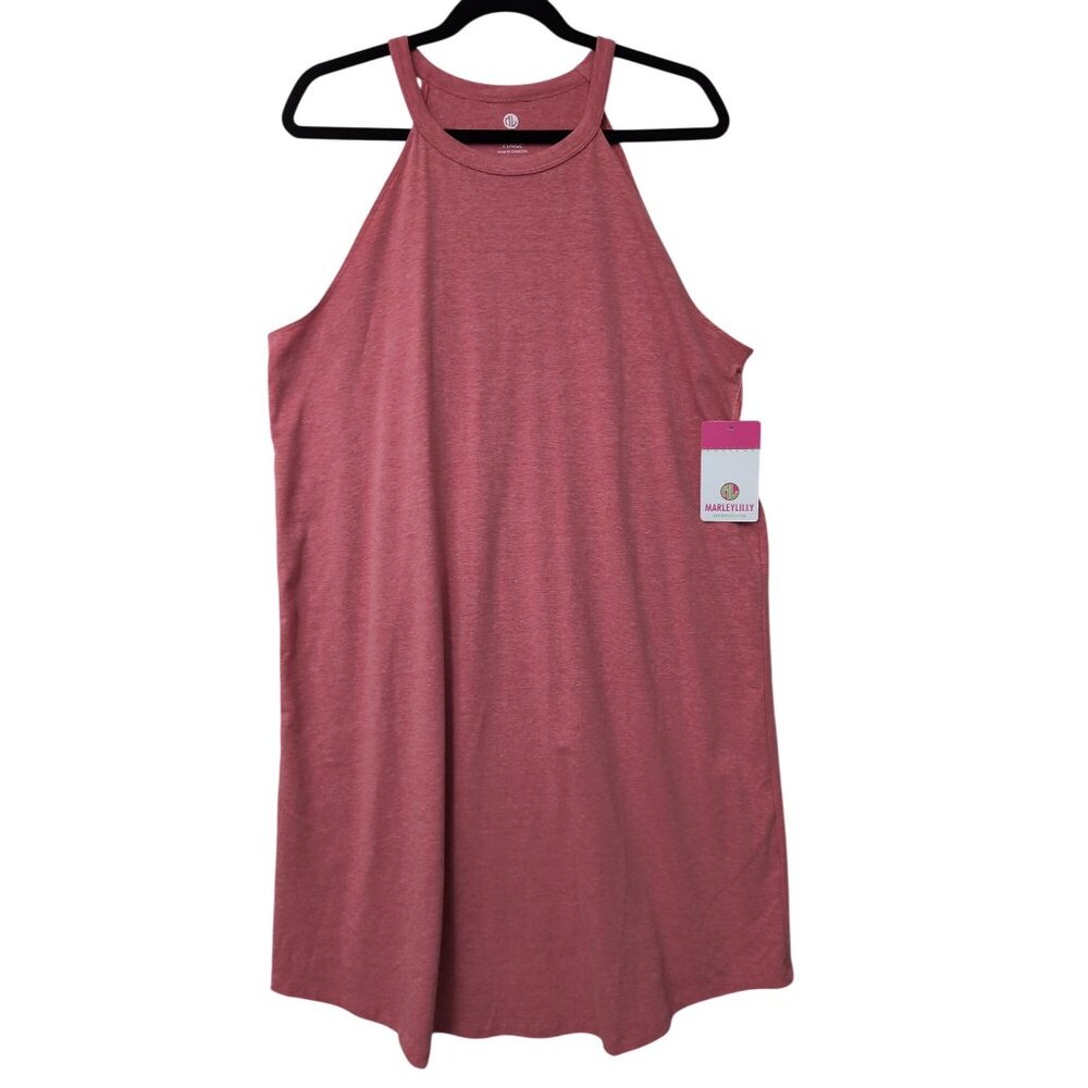 Marleylilly High Neck Tank Dress Womens XL Coral Sleeveless Pullover Cover Up